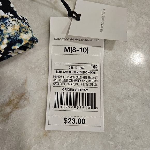 NWT Shade & Shore Blue Snake Print Bikini Top Size Medium - Picture 3 of 8